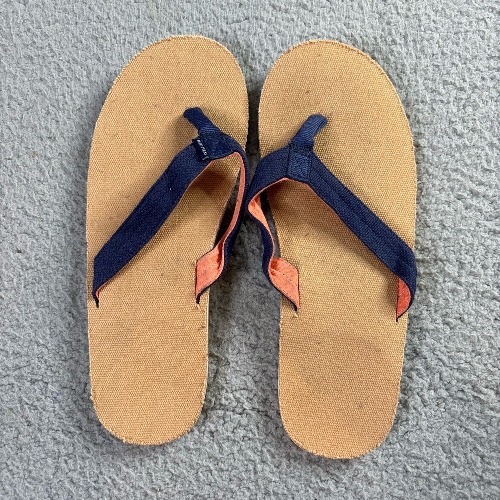 Hari Mari Scouts Flipflops US Womens 10 Tan Casual with Navy Blue Straps